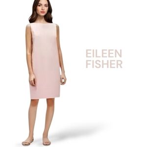 Eileen Fisher Organic Cotton Lantern Dress Pink Minimalist Size XS